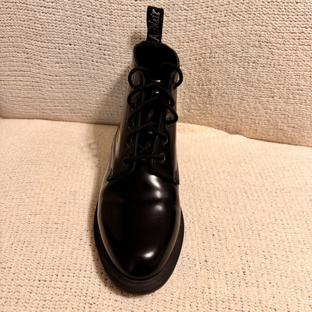 Dr. Martens Emmeline 5 Eye Black Smooth Leather Boots Womens US 8 EU39 - Picture 8 of 16